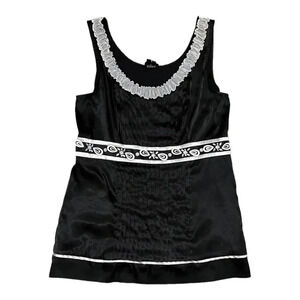 Nicole by Nicole Miller Black Satin Sleeveless Blouse 14
